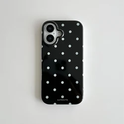 Chic Black and White Polka Dot Drop - Resistant Phone Case - iPhone 14 Pro (Black)