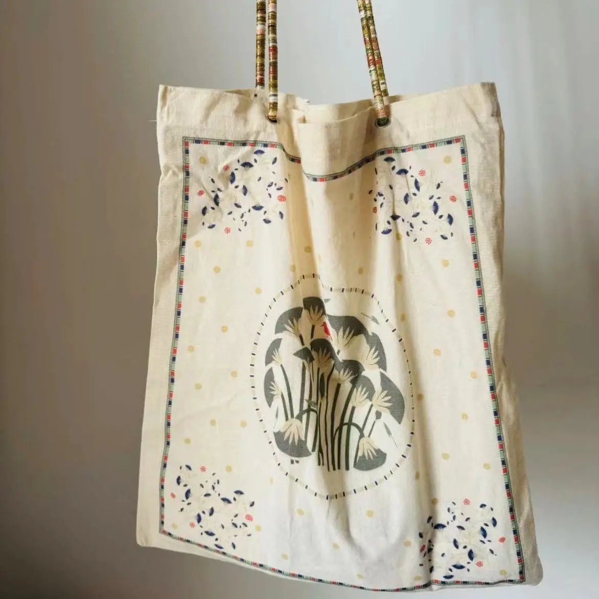 JIAERDI Flower Printed Canvas Shoulder Bags Women Fashionable Large Capacity Casual Underarm Tote Bag Versatile Handbag Bolsos