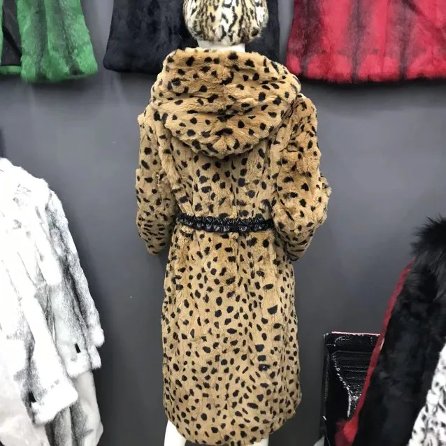 Real Rex Rabbit Natural Fur Coat Female Hoodies Zipper Poncho Jackets Winter Clothes Woman Fluffy Fur Warm Fashion Coat Big Size