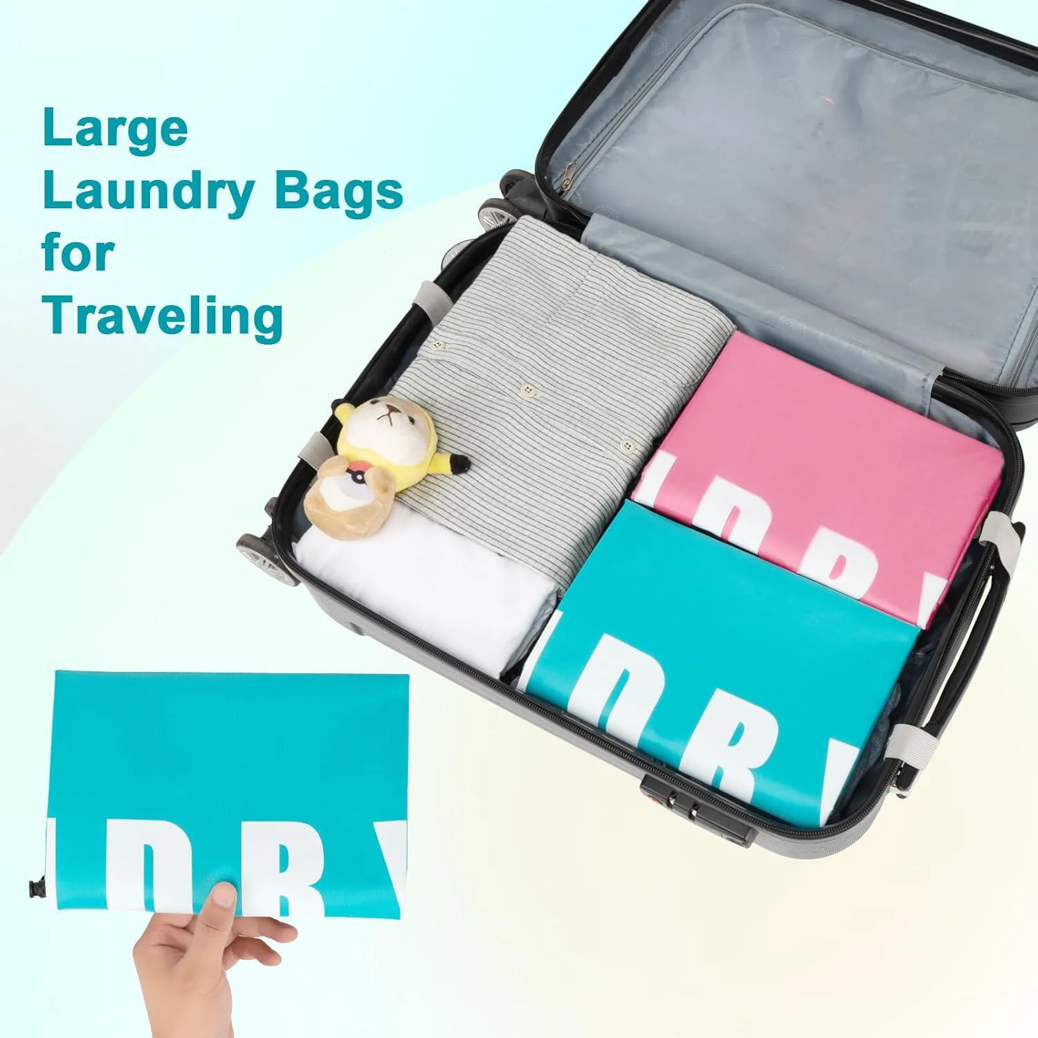 Laundry Bag,2 Pack Travel Laundry Bags for Dirty Clothes,Large Laundry Bags for Traveling,Dirty Clothes Travel Bag, 24" x 36" 4