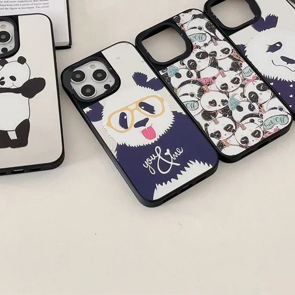 

Panda Mirror Surface Phone Case Cover for IPhone 11 12 13 14 15 Pro Max Case for IPhone 15 Pro Max