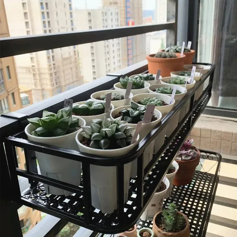 Iron Balcony Rail Planter Flower Pot Holder Garden Organizer Flower Stand