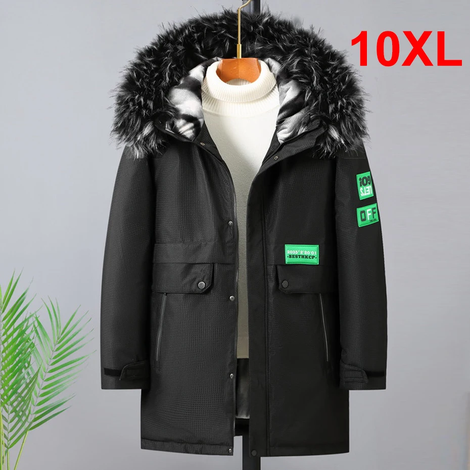 

Winter Long Parkas Men Thick Fleece Jacket Coat Plus Size 10XL Fashion Casual Cargo Parkas Male Outerwear Big Size 10XL