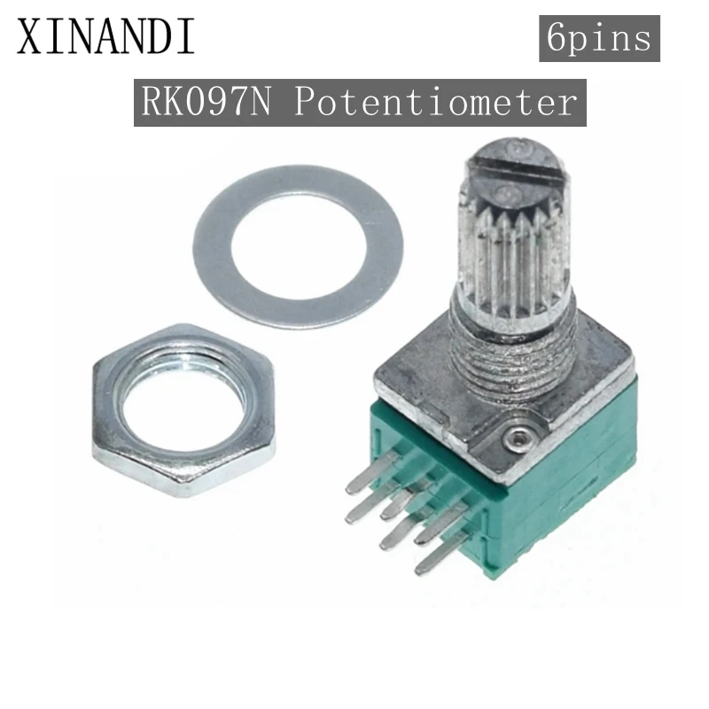 

5pcs/lot RK097N B1K B2K B5K B10K B20K B50K B100K B500K Audio Amplifier Sealed Potentiometer 15mm Shaft 6pins