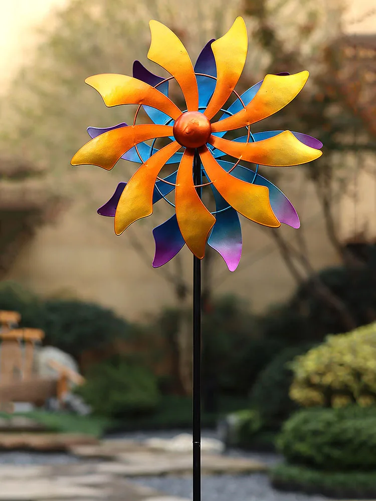 Moulin à Vent en Fer pour Décoration de Jardin Extérieur, Girouette