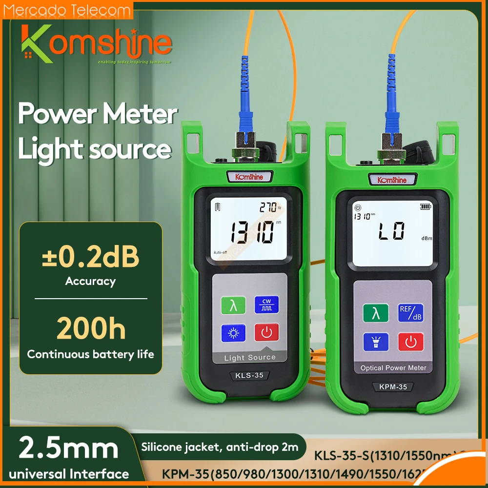 

Optic Fiber Power Meter KomShine KPM-35 FTTH Fiber Cable Tester With Singlemode Fiber Optical Light Source KLS-35-S 1310/1550nm