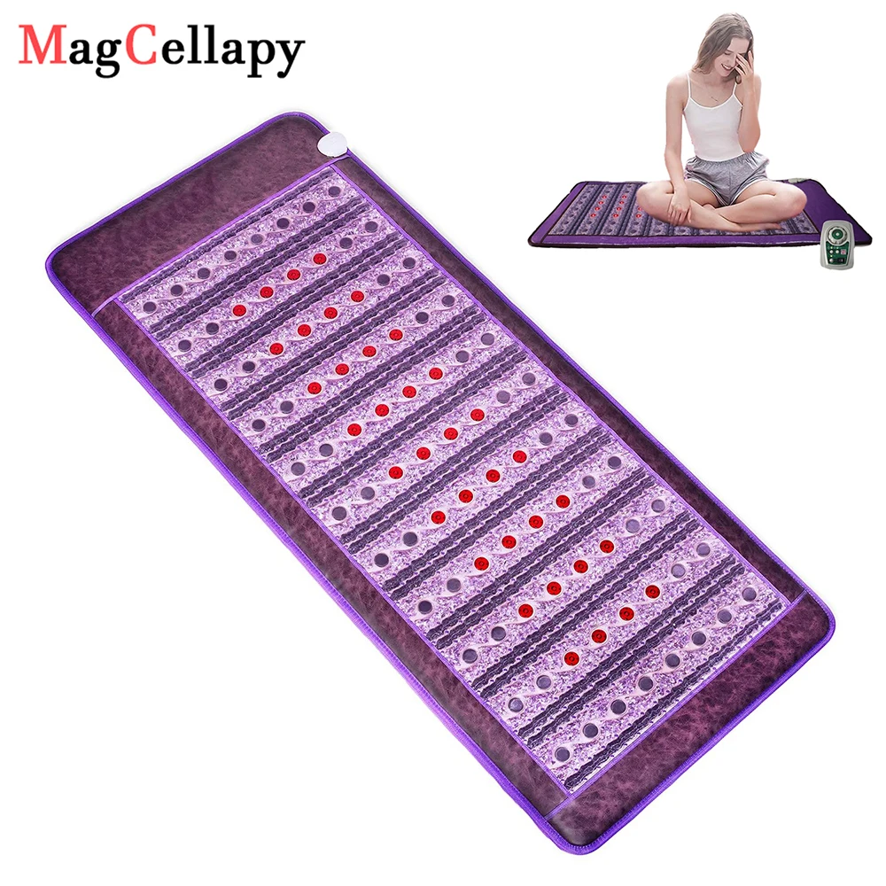 PEMF Photon Amethyst Pad Tourmaline Infrared Heating Massage Mattress Negative Ion Magnetic Field Pulse Pad for Pain Relief far infrared photon therapy magnetic bio amethyst heating mat negative ion gemstone stone massage mattress relief the pain