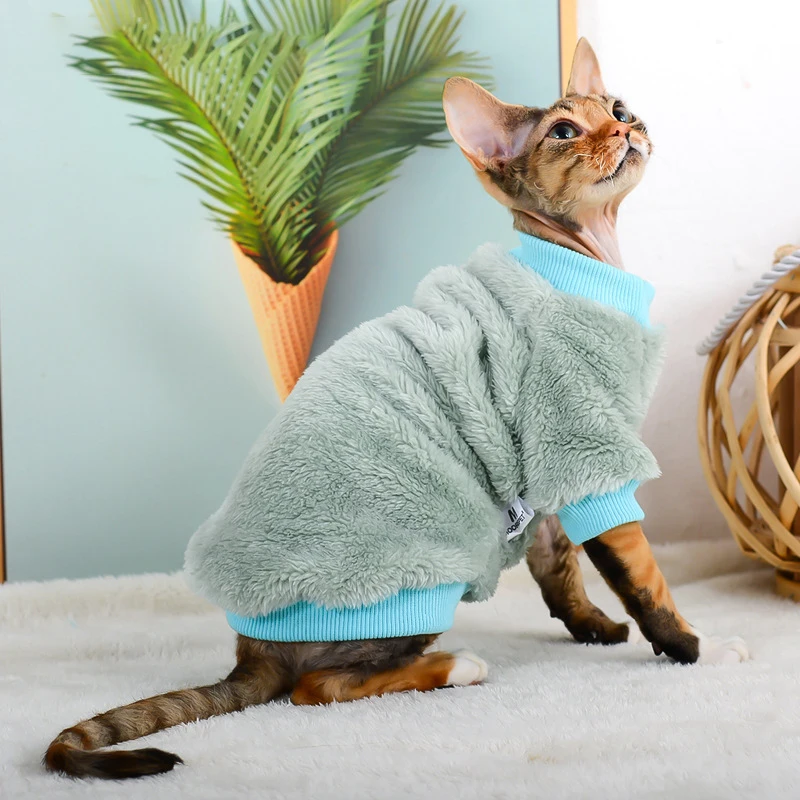 

New Turtleneck Cat Sweater Coat Winter Warm Hairless Cat Clothes Soft Fluff Pullover Shirt Maine-Coon Cat Chihuahua Pet Clothing