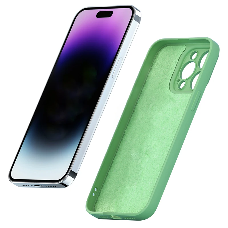 Premium Liquid Silicone Shockproof Soft Case with Square Fluff Bumper