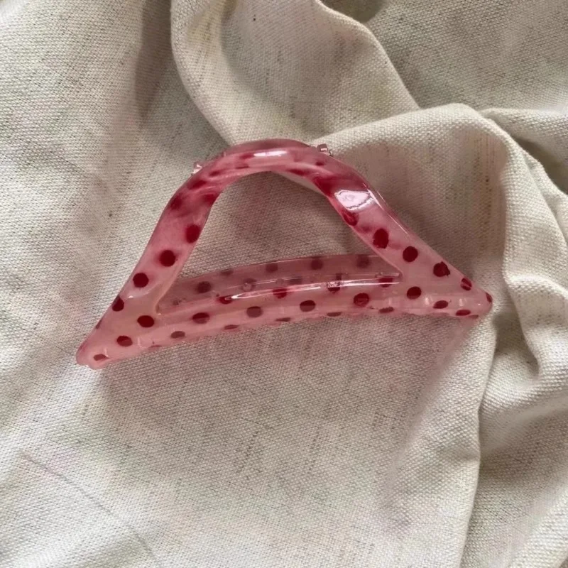2 Stücke Süße Rosa Polka Dot Geometrie Oval Stern Haarspange Klaue Elegante Hochzeit Urlaub Hai Pferdeschwanz Clip Klemme Haarschmuck – Detail 2