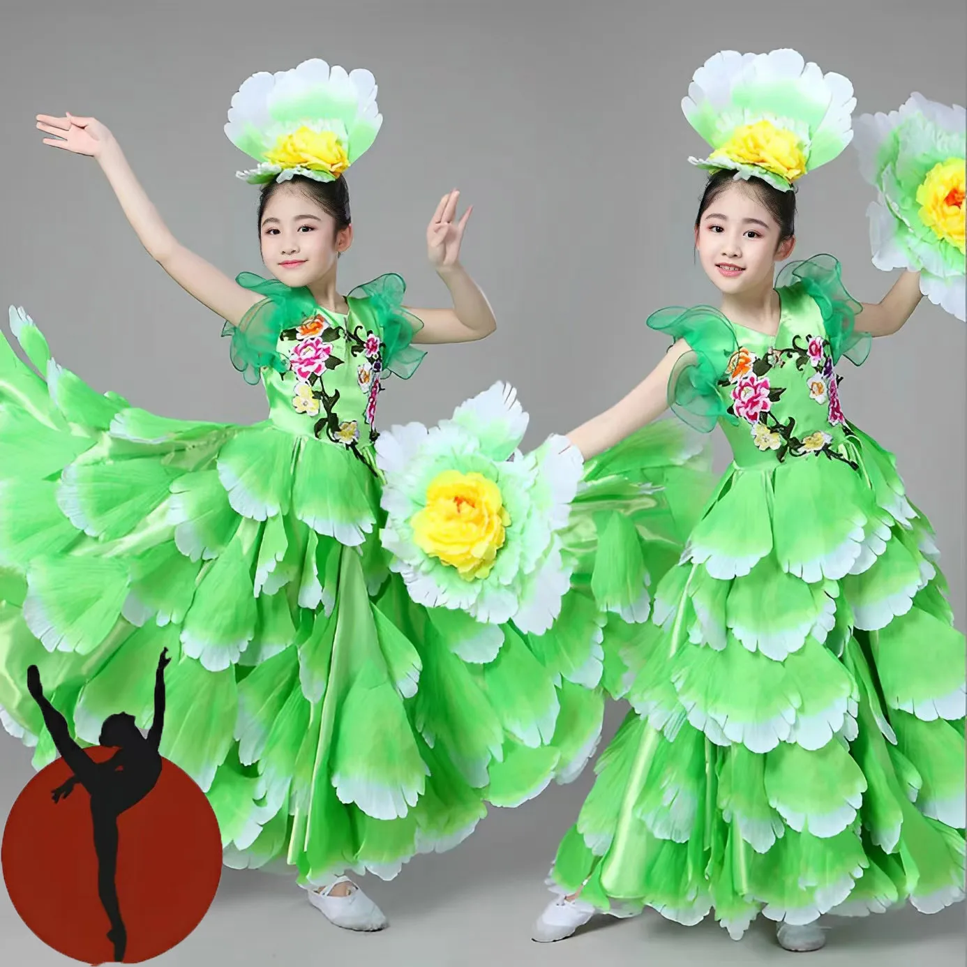 

June 1 Children's Day Peony Fairy Dance Dress Short-sleeved Girls Performance Costume Kindergarten Performance Chorus Clothing