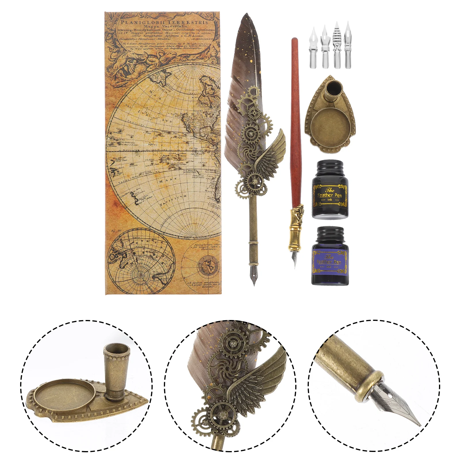 

Ручка перьевая Бытовая в винтажном стиле, портативный карандаш с чернилами, офисный карандаш, 1 комплект