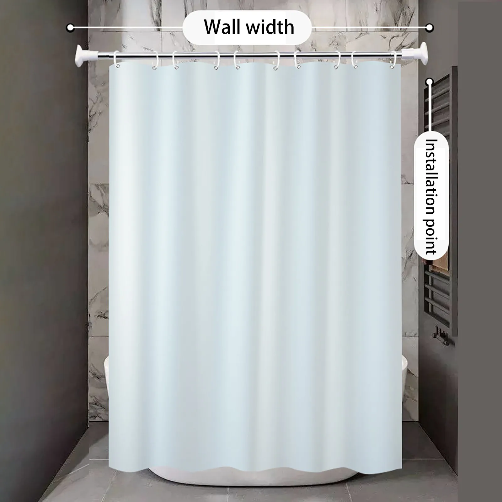 Bathroom Solid Color Bathtub Shower Curtain Liner with Magnets Heavy Duty Clear Shower Curtain Little Leaf Curtains