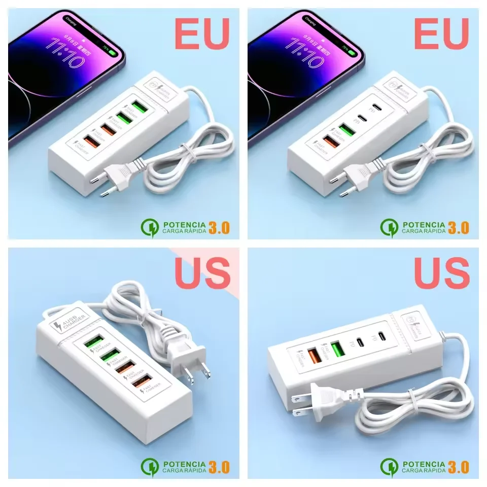 USB Fast Charger Station 4Ports USB HUB3.0 Multi Splitter Adapter C Expander Portable Travel for iPhone Xiaomi Phone
