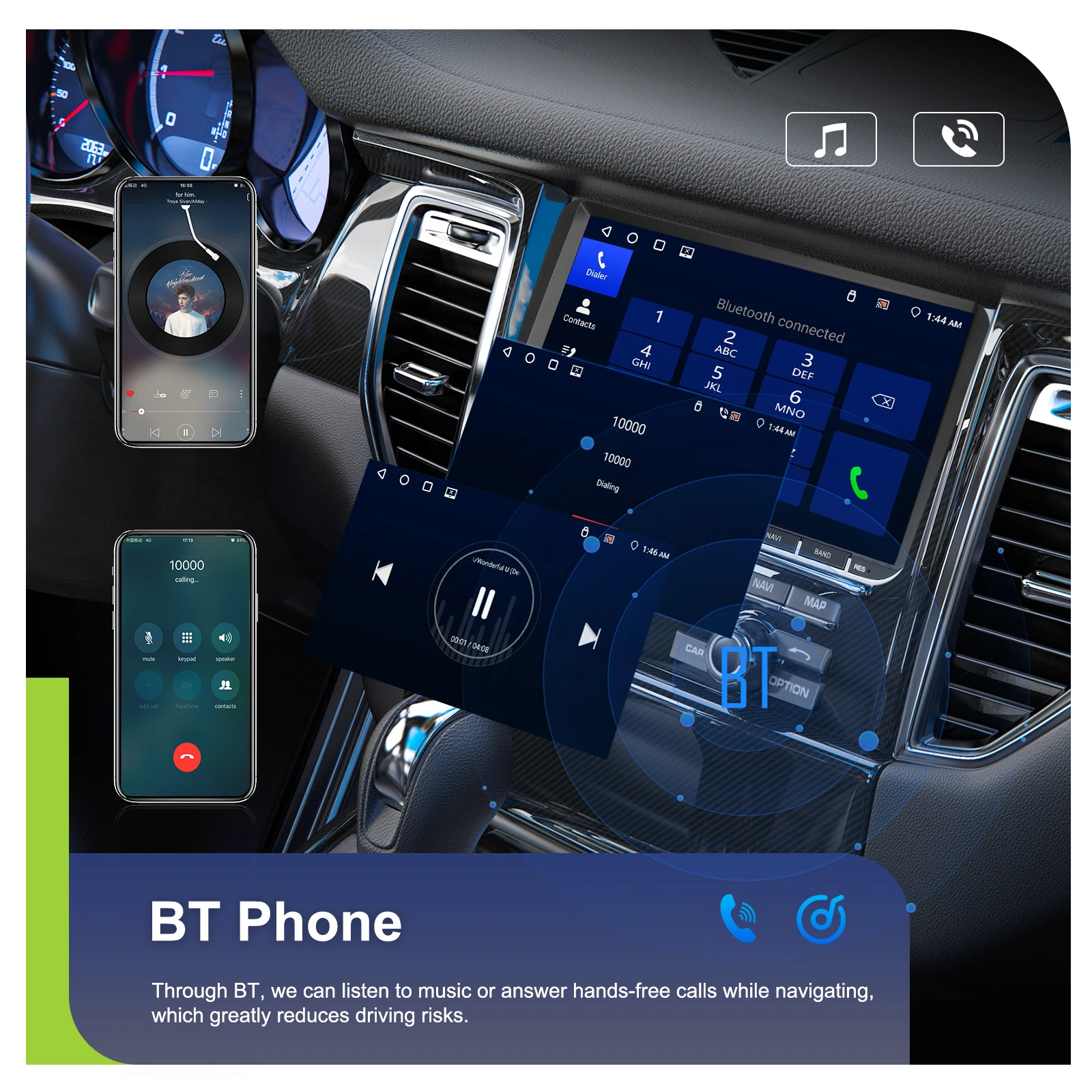 Podofo Android 2Din Autoradio Carplay Android Auto GPS WLAN Mirror Link Auto-Audio für VW Passat Golf MK5 MK6 EOS POLO Touran – Detail 20