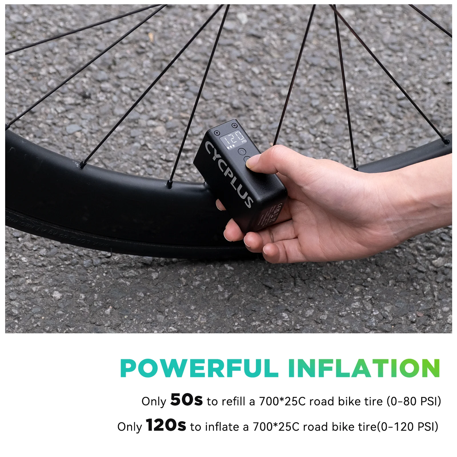 CYCPLUS ポータブルミニ電動空気入れ 自転車用コードレスタイヤ