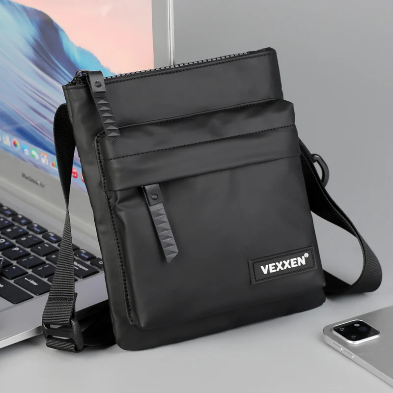 Borse a tracolla a tracolla per uomo Borsa a tracolla con cerniera in pelle PU casual Borsa per telefono mini a tracolla semplice Borsa a tracolla laterale maschile