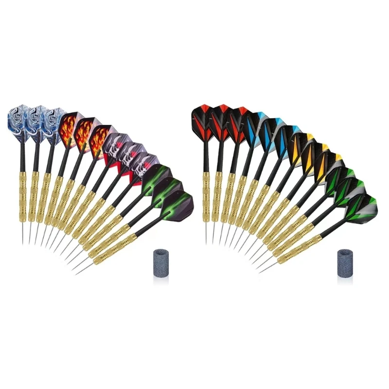 Set of 12Pieces Steel Tip Darts, Not Easy to Break and Bend Profession 14g Metal Steel Tip Darts with Plastic Shaft Dropship