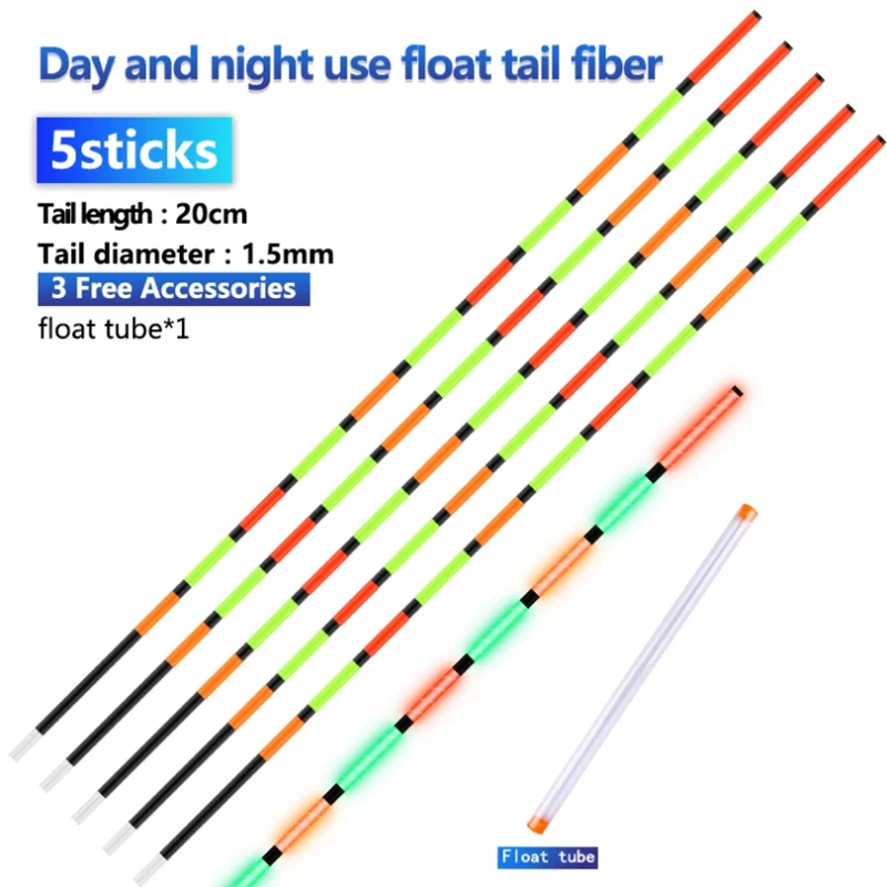 5 Stück Schwimmflossen aus Faser + 1 Tube 20CM*1.5MM 20CM*1.2MM für Tag- und Nachtnutzung in Seen, Flüssen, Meeren – DIY Faserwerkzeug Angelzubehör – Detail 11
