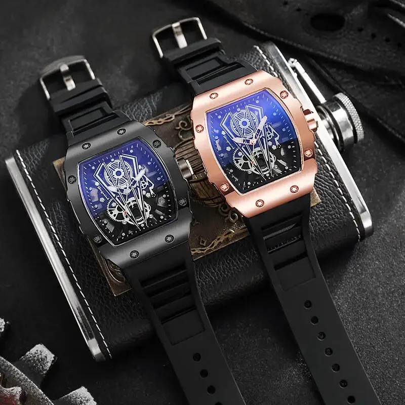 Casual Silicone Band Men's Luxury Sports Quartz Watch with Large Dial