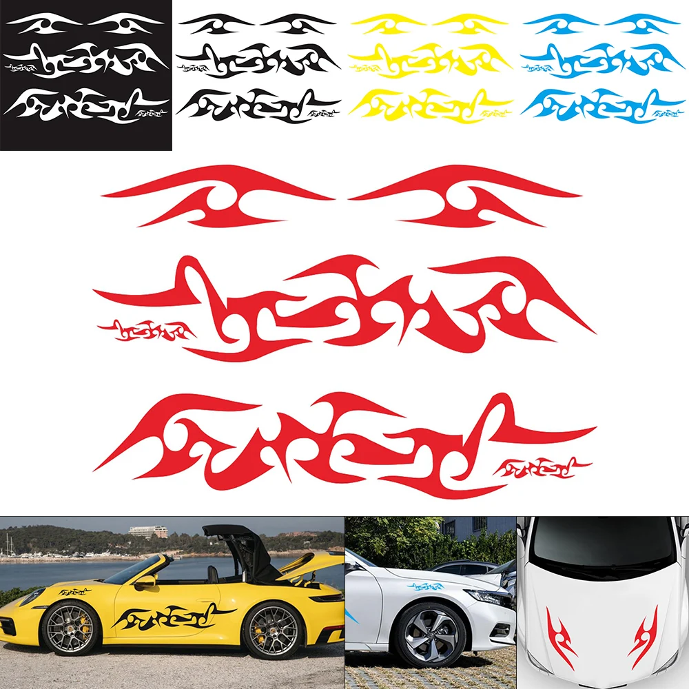 

6pcs/set PVC Flame Fire Pattern Car Stickers and Decals Creative Refit Car Racing Side Body Scratch Sticker Exterior Accessories