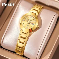 POSHI Fashion Quartz Girls Watch Stainless Steel Simple Women Watch Date Week Waterproof Thin Lady Business Clock  Wristwatch 1