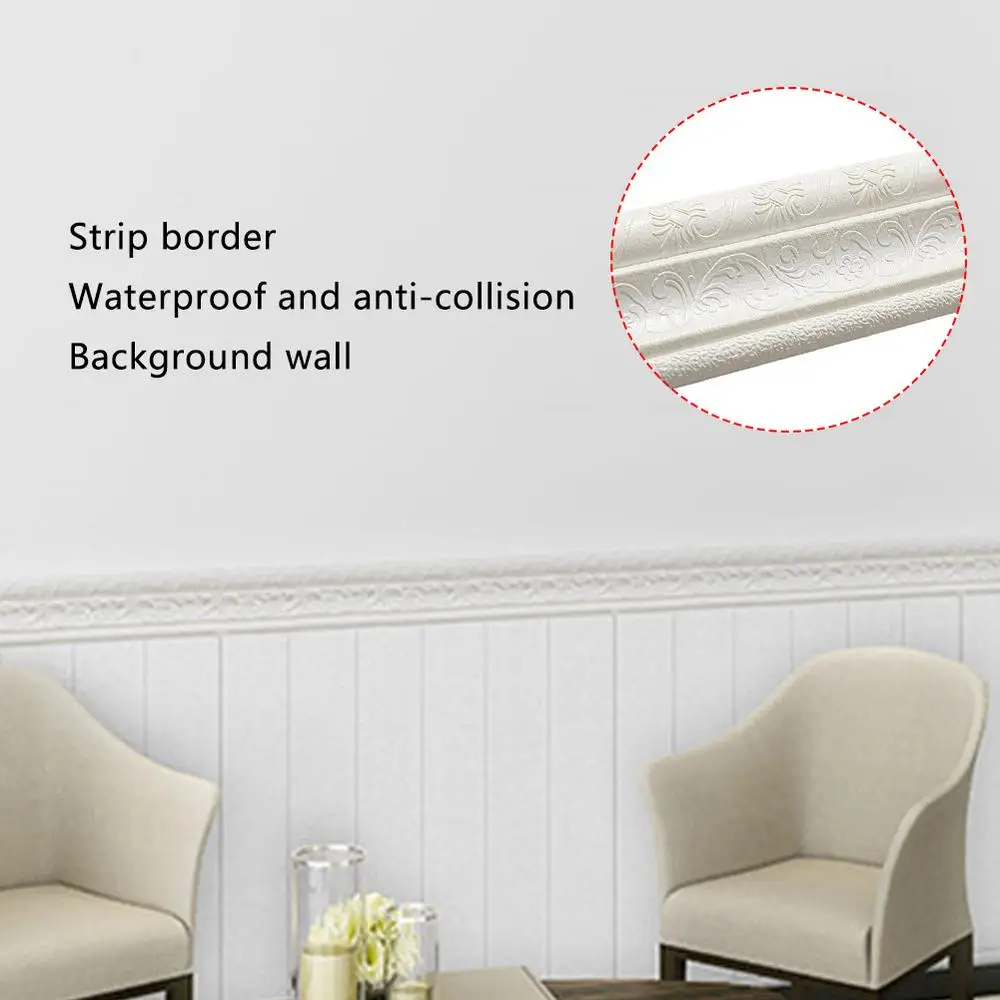Description Picture 4 of item2.3m 3D Self Adhesive Wall Trim Line Skirting Border Waterproof Baseboard Wallpaper Sticker For Living Room Home Decoration