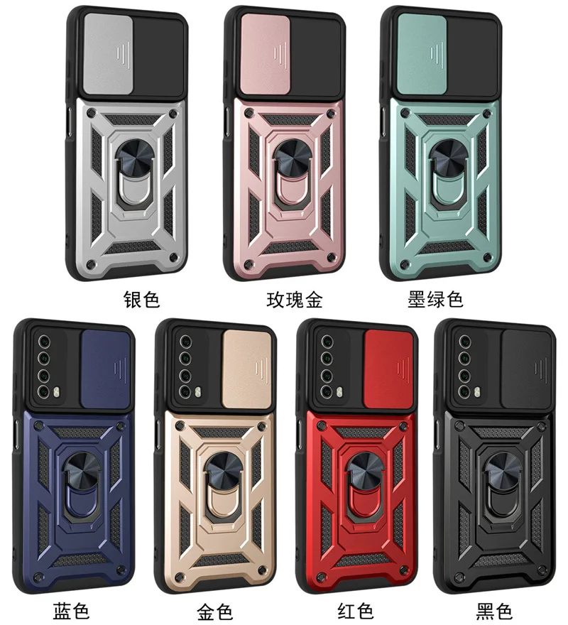 For Huawei P Smart 2021 Case Kickstand Armor Magnetic Car Holder Phone Cases For Huawei PSmart 2021 PPA-LX2 Ring Back Cover