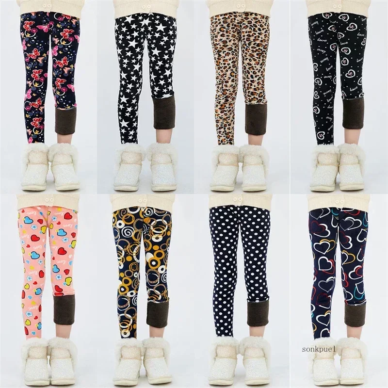 Girls' Velvet-Lined Star Print Leggings 3