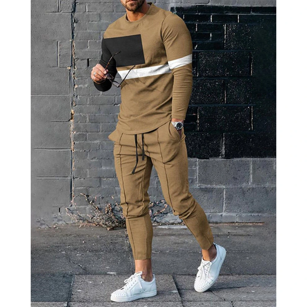 2023 Autumn Tracksuit Long Sleeve T Shirt+Sweatpants Suit Men Streetwear Vintage Sweatshirt Oversized Men Clothing 2 Piece Sets