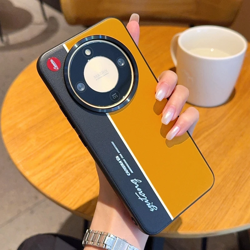 Electroplated Leather Fluorescent Color-Block Anti-Drop Phone Case