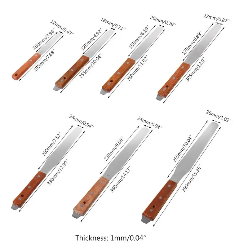 Stainless Steel Inking Paint Mixing Knife Draw Spatula Scrape Texture Scraper Construction Decoration Tools 6