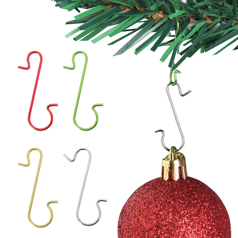 Christmas Ornament Metal S-Shaped Hooks Holders Christmas Tree Ball Pendant Hanging Decoration Home Navidad New Year 50pcs Christmas Decorations