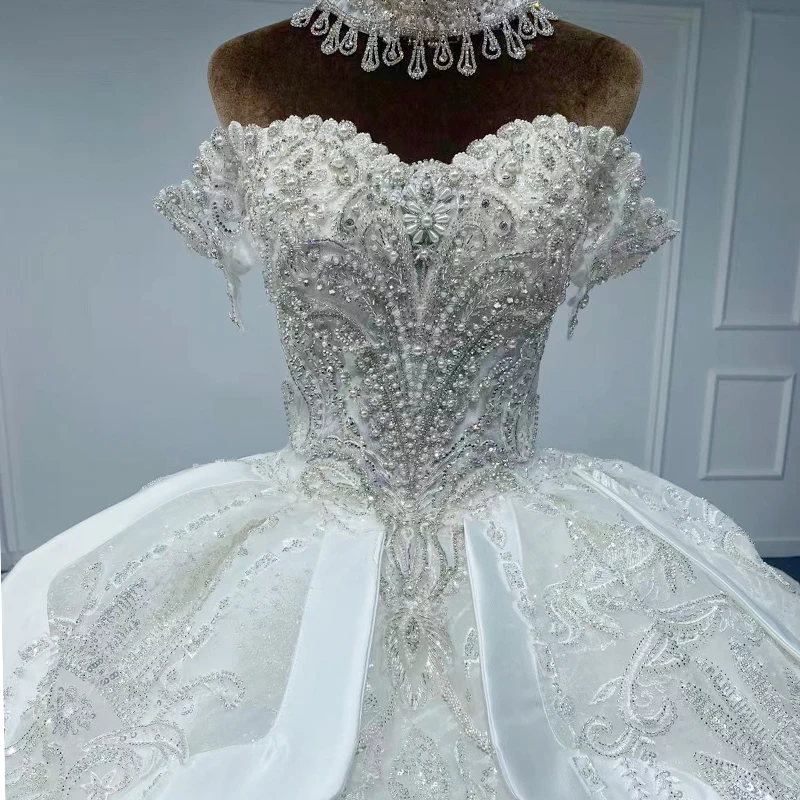 Gorgeous Wedding Dresses Organza Ball Gown Sweetheart Wedding Gown For Bride 2022 Pearls MN84 Vestido De Noiva 3