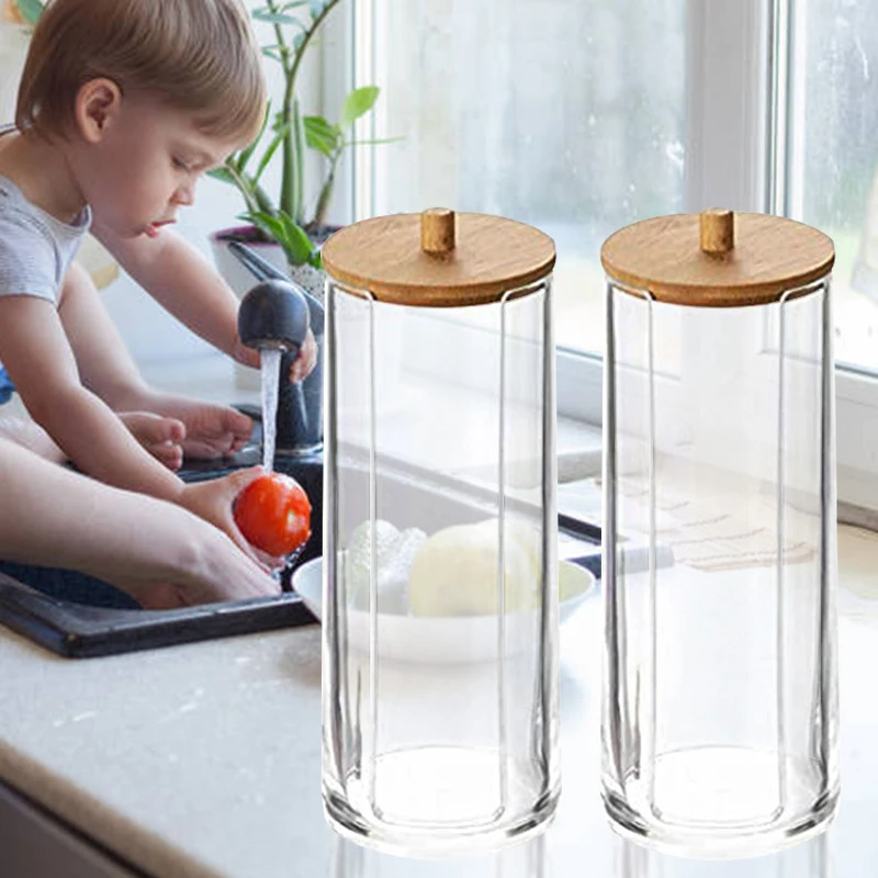 Makeup Organizer Transparent Cotton Swab Storage Box Acrylic Storage Box Cotton Swab Cosmetic Bathroom Bedroom Makeup Organizer
