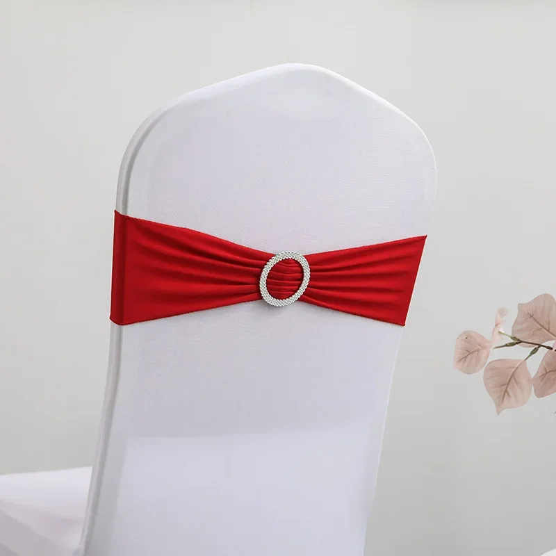 Description Picture 4 of item20PCS Chair Sashes Universal Elastic Spandex Stretch Chair Bows with Buckle Slider for Wedding Reception Hotel Event Party Decor