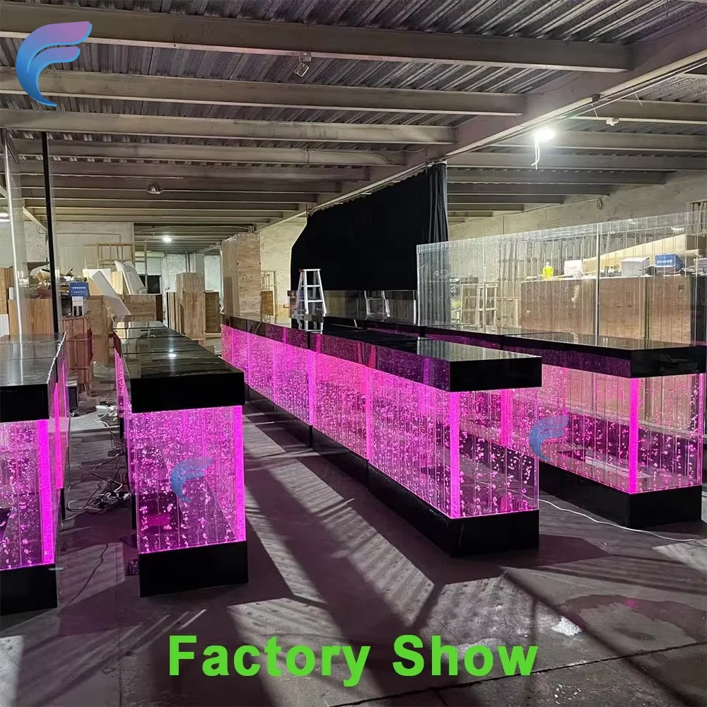 맞춤형 LED 조명 투명 아크릴 바/홈 테이블, 투명 아크릴 플라스틱 모던 상업용 가구 바 가구