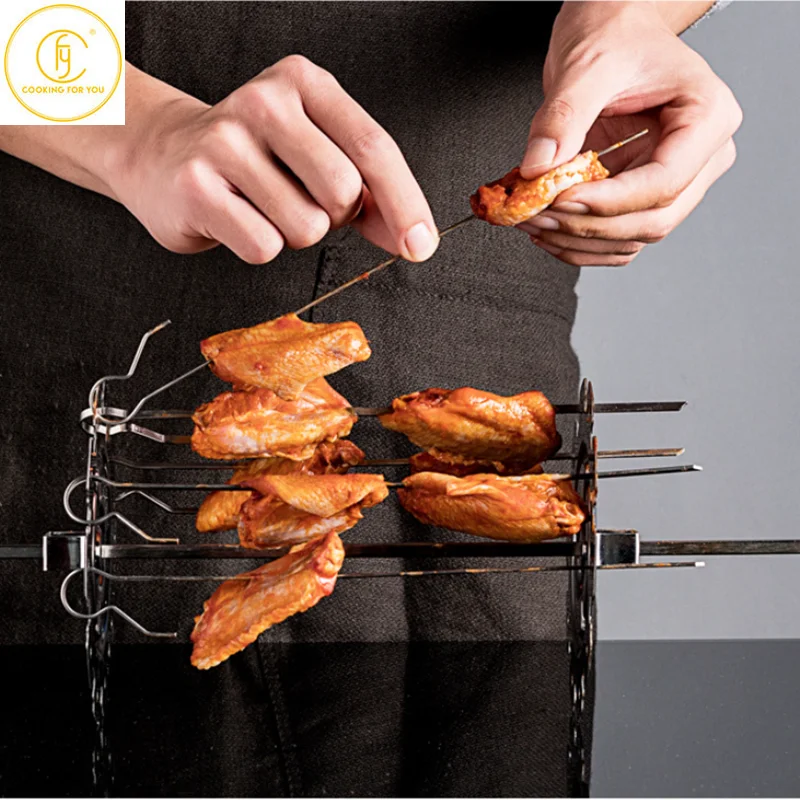 20/25cm Stainless Steel BBQ Skewers Tool Stretch Bread Spaghetti Food Steak Bake The Cage Kitchen Family Food Baking Accessories