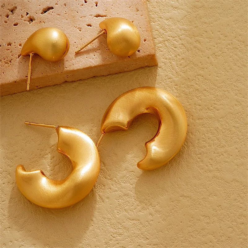 Stainless Steel C-shaped Hollow Earrings