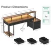 71 Inch Computer Desk with File Drawer, Reversible Office Desk with 4 Drawers & Power Outlet, LED Strip Monitor Shelf CPU Stand 3