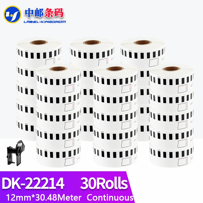 

Фотоэтикетка, совместимая с Brother, 30 рулонов, 12 мм * 30,48 метров, непрерывная для термопринтера, фотоэтикетка, белая бумага DK2214