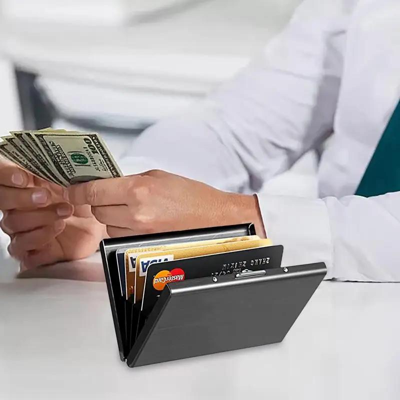 Metal Wallets For Men Women Aluminum Alloy RFID Blocking Card Holder Anti-magnetic Business Credit Cards Protector Hard Case For