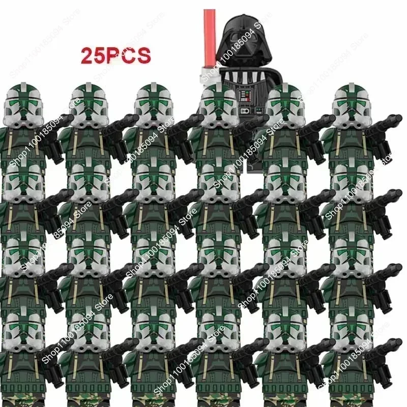 핫토이즈 25피스 스타 스톰트루퍼스 212번 공격대대 병사들 빌딩 블록 브릭 스타 액션 피규어 워즈 장난감 어린이 선물