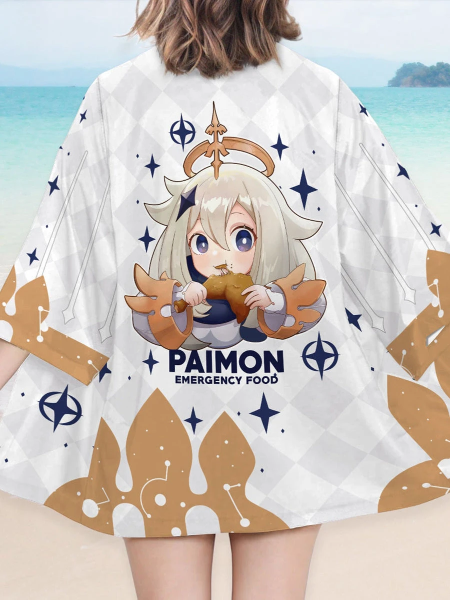 Paimon KimonoKimono Cape Loose Three-quarter Sleeve Cardigan Robe Haori