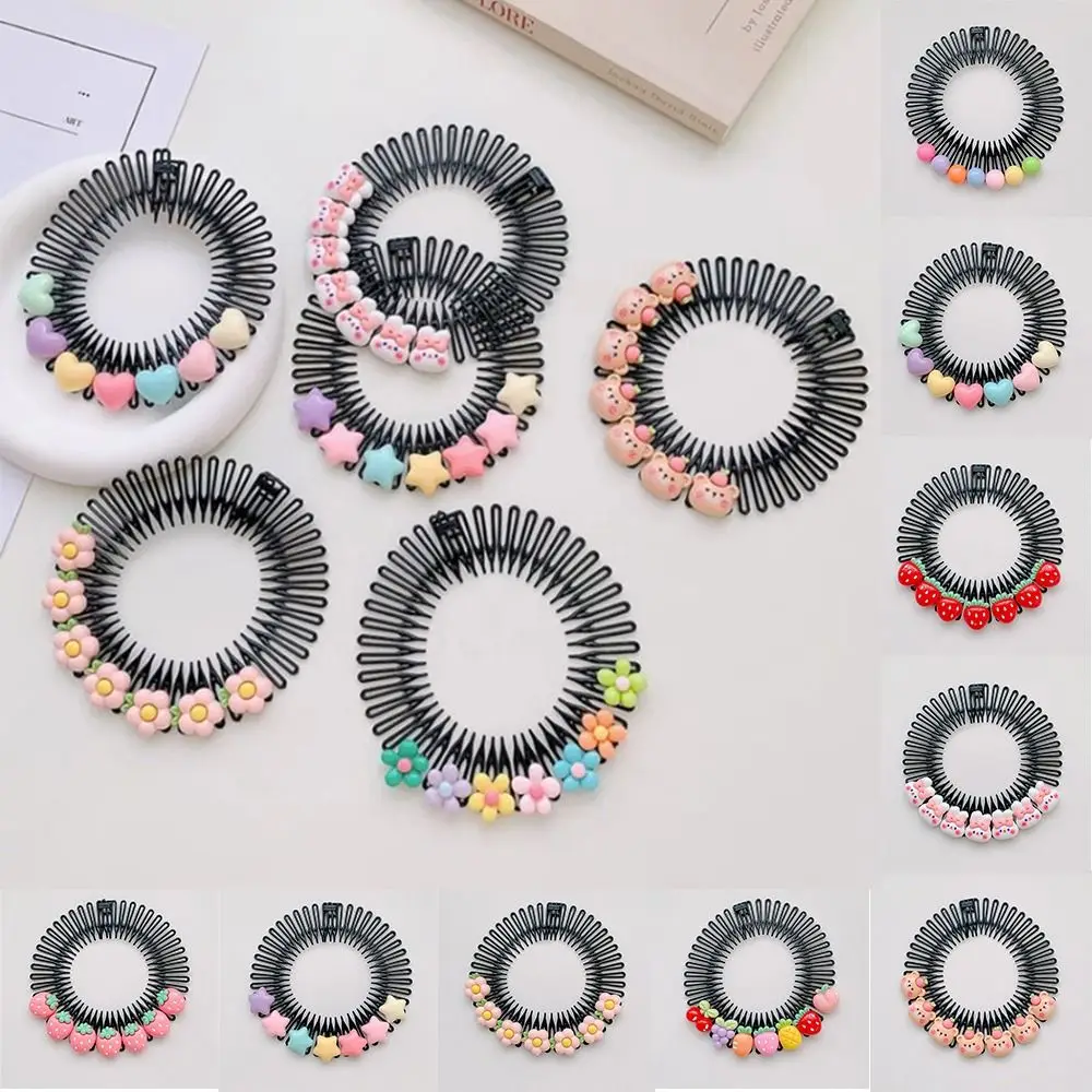 

Teeth Cartoon Invisible Extra Hair Holder Spring Fixed Combs Fixed Teeth Combs Round Cartoon Design Hair Styling Comb Women