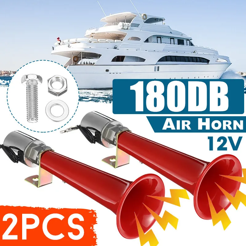 1/2pcs 12v 24v Red 180db Boat Trumpet Electric Single Air Horn Marine