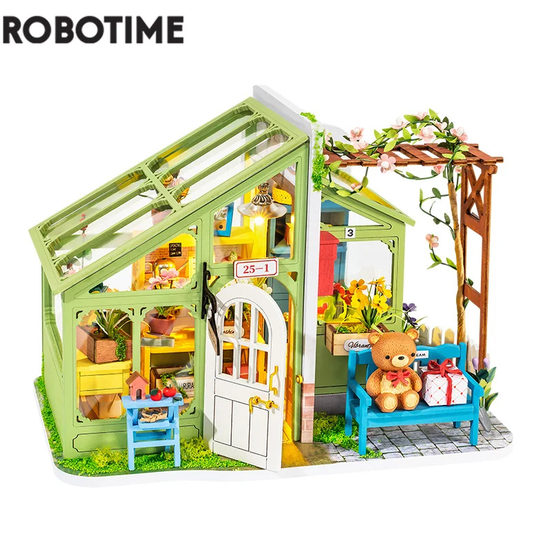 Rolife Wooden Dollhouse with Miniature Furniture LED DIY Toy Gift for Girl Kids 