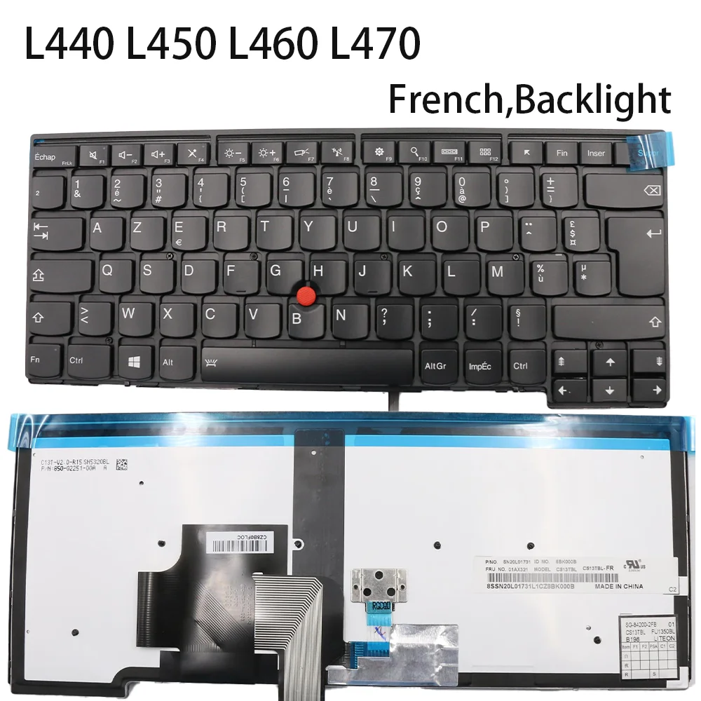 New Laptop Keyboard For Lenovo Thinkpad L440 L450 L460 L470 T440 T440P T450 T450S T460 Keyboard Internal French Backlight