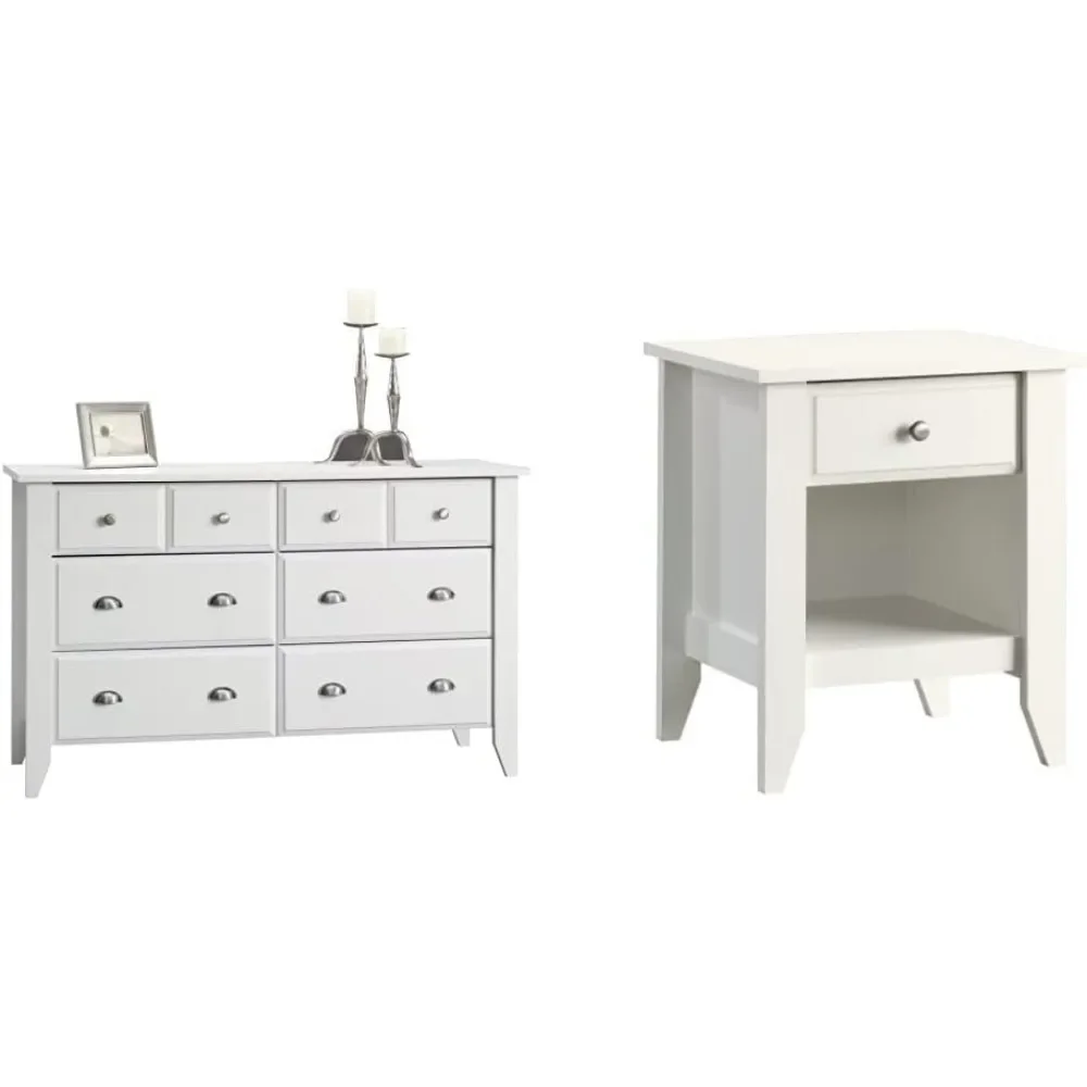 Shoal Creek Dresser, length 54.65 inches x width 18.43 inches x height 33.03 inches, soft white finish, suitable for bedrooms images - 6