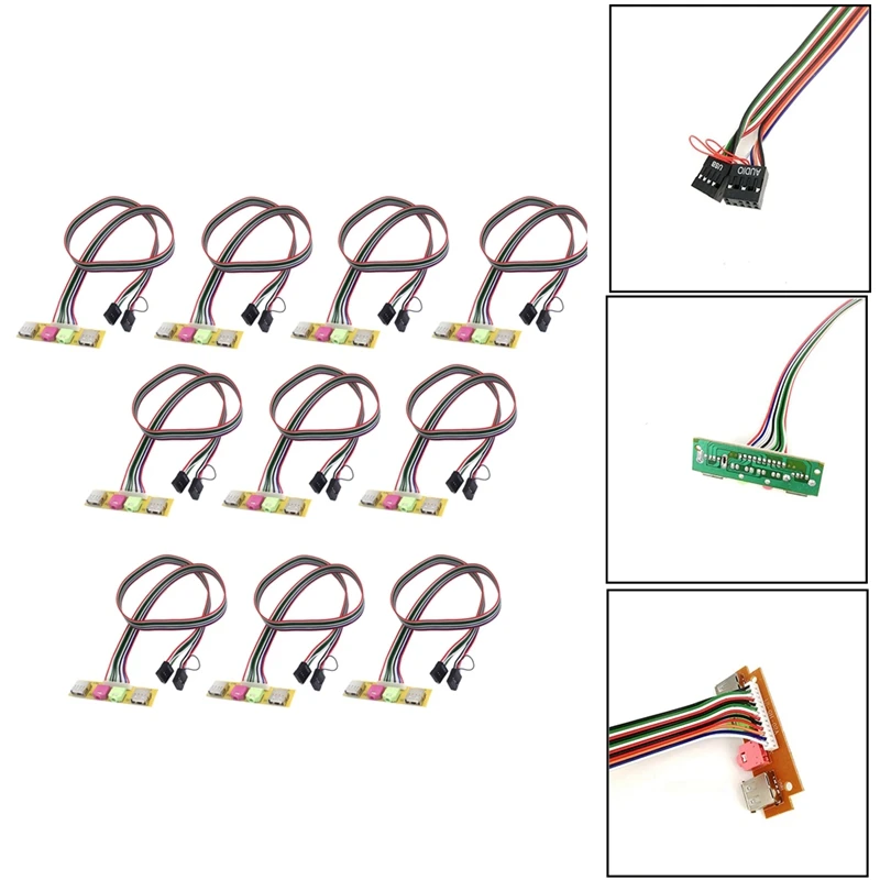 

Компьютерные кабели и разъемы 65 см для ПК, внешняя панель USB/аудио, передняя вилка USB 2,0, передняя защита, удлиняющий кабель питания для микрофона